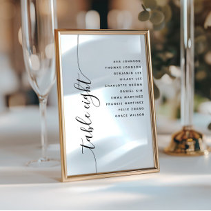 Carte de plan de table de mariage à écriture verti