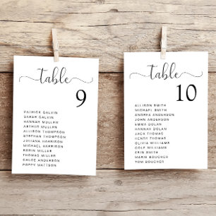 Carte de plan de table de mariage Chic Script