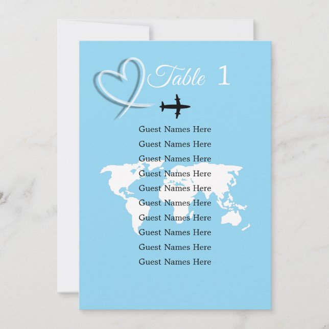 Carte de plan de table de mariage de destination (Devant)