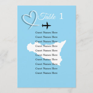 Carte de plan de table de mariage de destination S