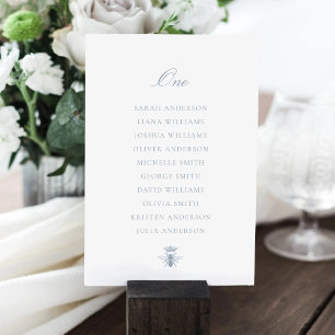 Carte de plan de table de mariage Dusty Blue Queen