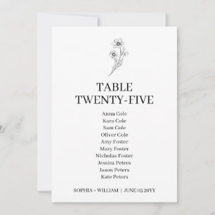Carte de plan de table de mariage élégant Sophia