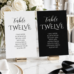 Carte de plan de table de mariage élégante noir bl