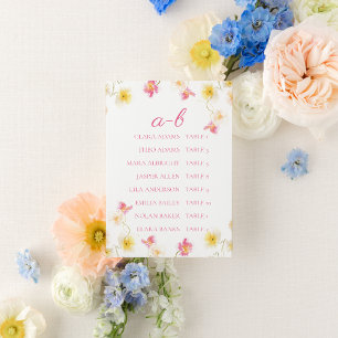 Carte de plan de table de mariage floral rose roma