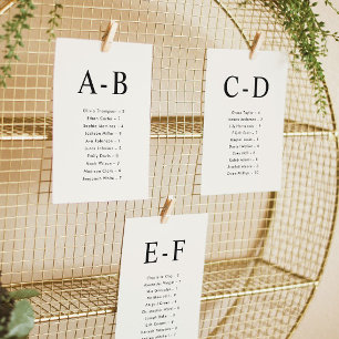 Carte de plan de table de mariage par ordre alphab