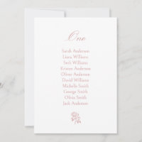 Carte de plan de table de mariage Rose vintage ros