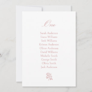 Carte de plan de table de mariage Rose vintage ros