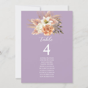 Carte de plan de table de mariage rustique pêche