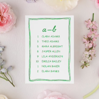 Carte de plan de table de mariage Simple Green Doo