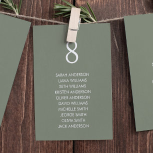 Carte de plan de table de mariage suspendue vert s
