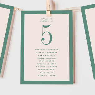 Carte de plan de table de mariage vert
