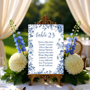 Carte de plan de table en toile bleue classique fr