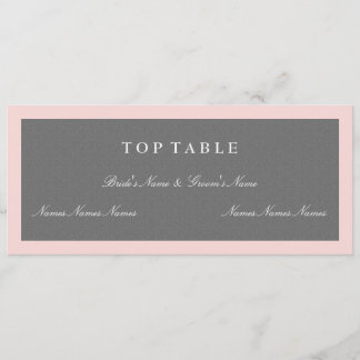 Carte de plan de table grise et rose blush pour le