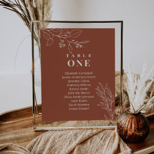 Carte de plans de table de mariage en terre cuite
