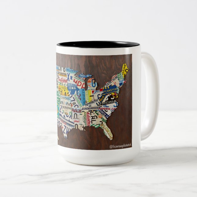 Carte de plaque de licence deux tons mug 15oz (Devant droit)