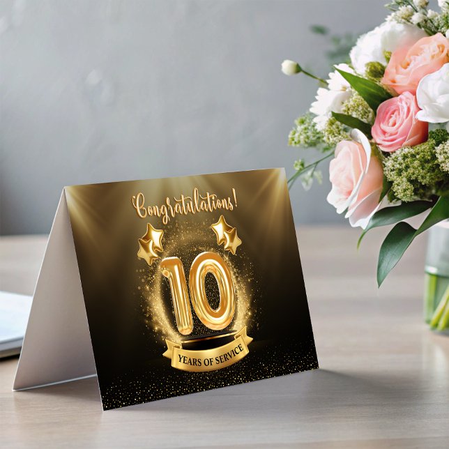 Carte de pliage de 10 ans pour l'année de jalon de (10 Years Employee Milestone Anniversary Fold Card)