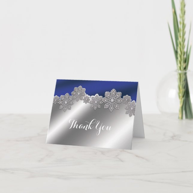 Carte de pliage d'hiver Silver & Blue Crystal (Devant)