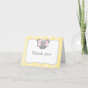 Carte de pliage en Merci jaune bébé mignonne Eléph