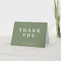 Carte de pliage moderne Merci Mariage vert