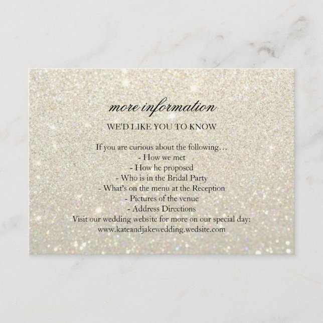Carte de Plus d'Infos Mariage - Glit Fab Or Blanc (Devant)
