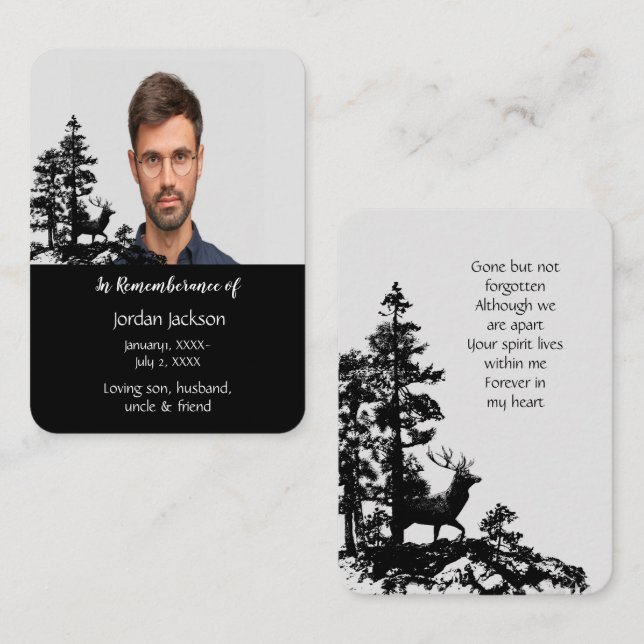 Carte de poche mémoire Masculine Cerf (Devant / Derrière)