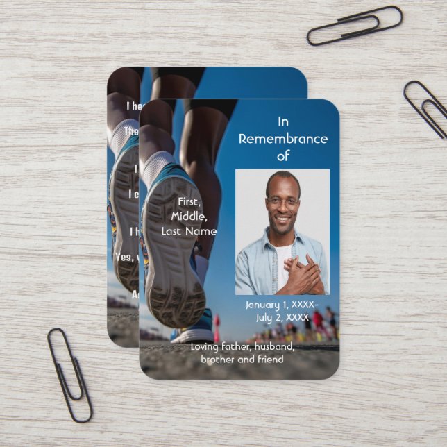 Carte de poche Memorial Athlete Marathon Running R (Devant/Arrière en situation)