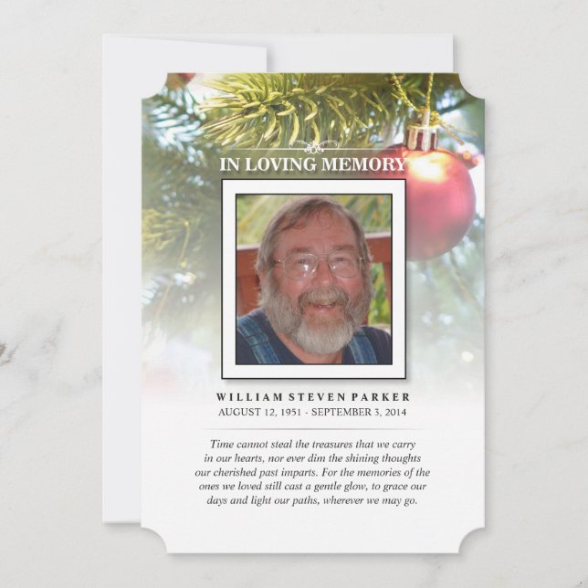 Carte de poème commémorative de l'arbre de Noël et (Devant)