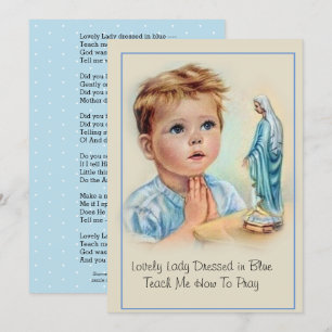 Carte de poème de prière catholique Vierge Sainte
