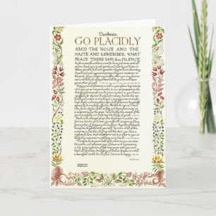 Carte de poème DESIDERATA Max Ehrmann-Fleurs sauva