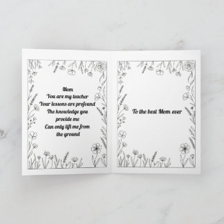 Carte de poème personnalisée pour la fête des mère