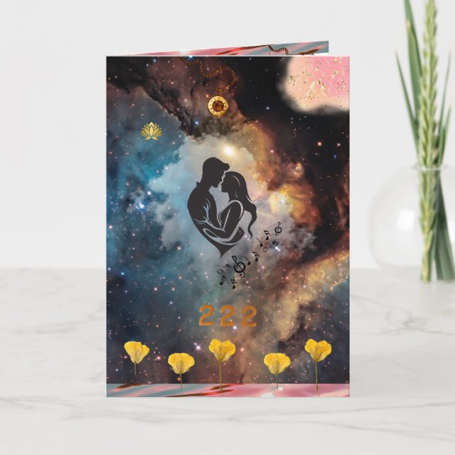 Carte de poésie de connexion d'amour de l'âme plié (Devant)