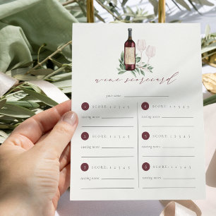 Carte de pointage pour la dégustation de vin