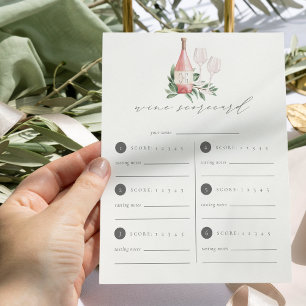 Carte de pointage pour la dégustation de vin