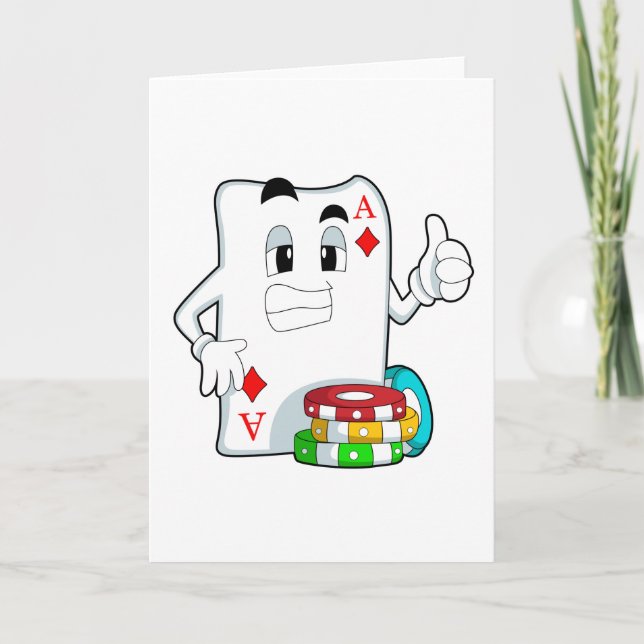 Carte de poker avec jetons de poker (Devant)