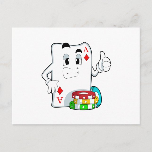 Carte de poker avec jetons de poker (Devant)