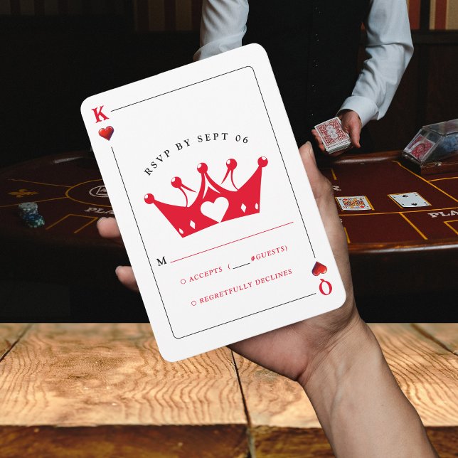 Carte de Poker King & Queen of Hearts Casino RSVP (King & Queen of Hearts Casino Poker Card RSVP
)