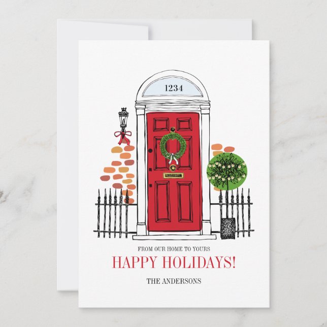 Carte de porte de Noël Red Holiday (Devant)
