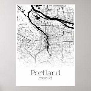 Carte de Portland - Oregon - Poster de carte de vi