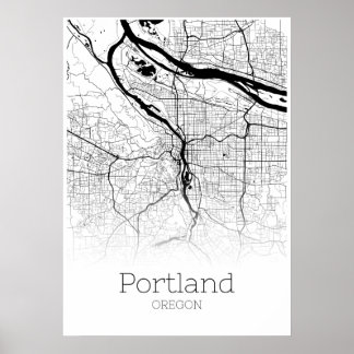 Carte de Portland - Oregon - Poster de carte de vi
