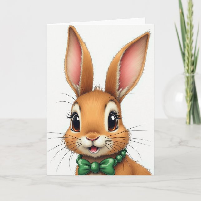 Carte de portrait d'animal animé mignon (Devant)