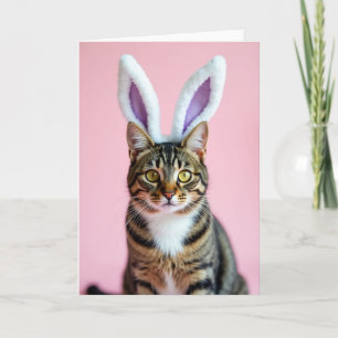 Carte de portrait de chat mignon avec des oreilles