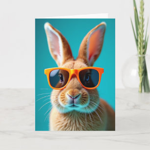 Carte de portrait de lapin cool