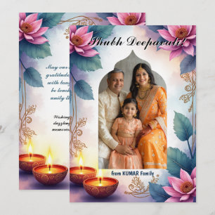 Carte de portrait Shubh Deepavali aquarelle