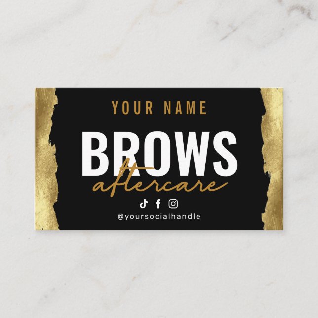 Carte de post-soins Gold Brows moderne (Devant)