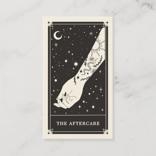 Carte de postcure céleste Tarot noir tatouage (Devant)
