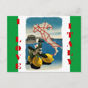 Carte de poste de voyage Italie vintage avec coule