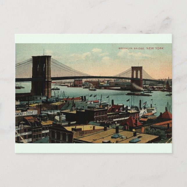 Carte de poste vintage Brooklyn Bridge New York (Devant)