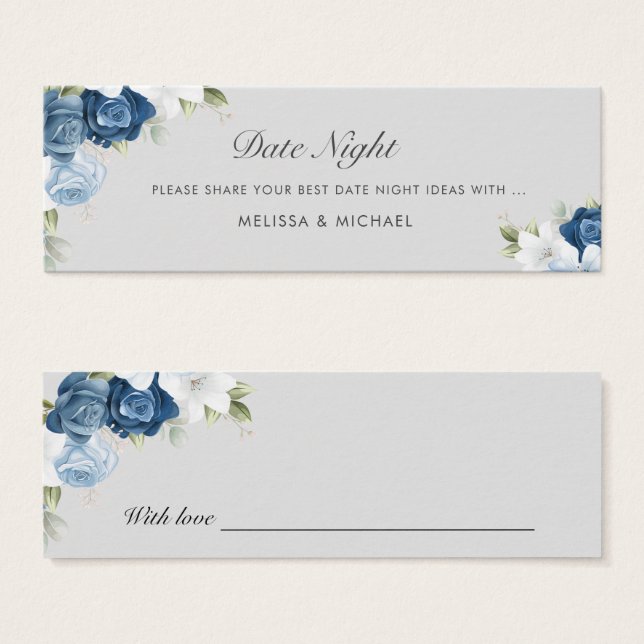 Carte de pot de soirée de date bleu poussiéreux de (Devant & derrière)
