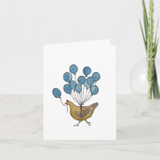 carte de poulet et de ballons d'anniversaire