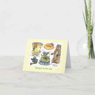 Carte de poupée de papier du jour de Groundhog
